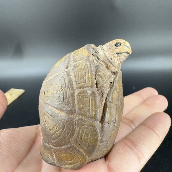Vintage Whimsical Resin Turtle Figurine Brown Textured Figure Anthropomorphic - Picture 10 of 12